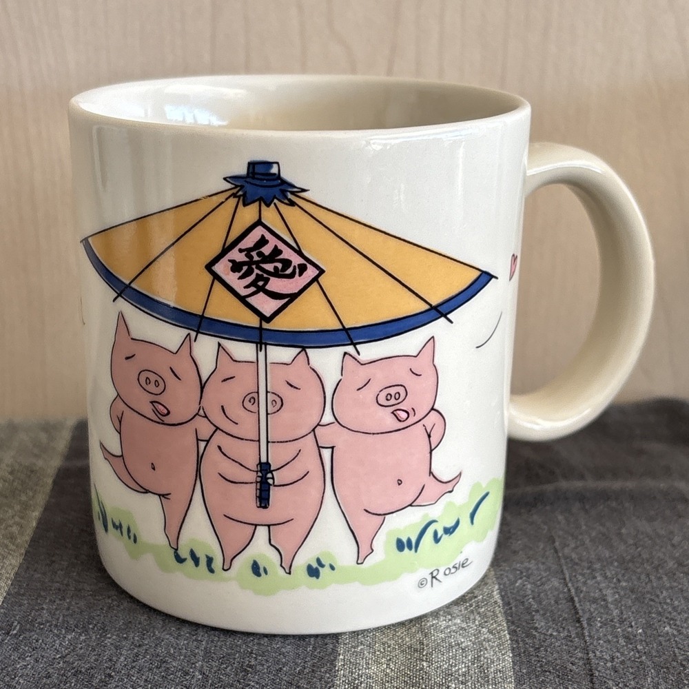Three Little Pigs Mug Rosie Whimsical Pig Coffee Cup Folk Art Farmhouse
